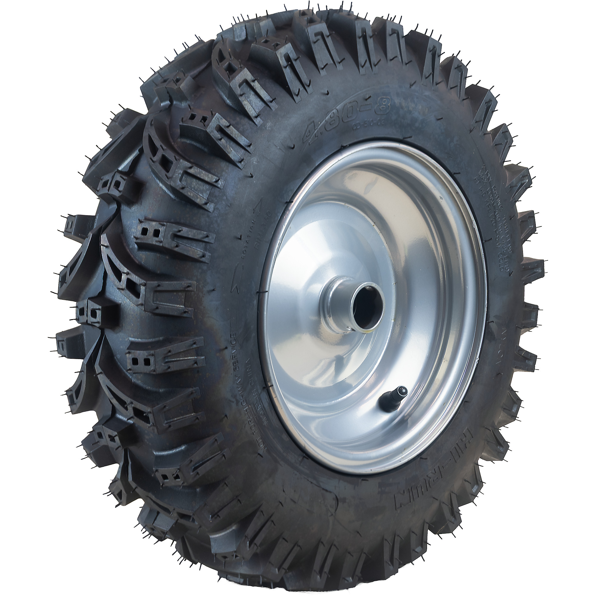 Hi-Run Snowblower Tire Assembly 4.80-8 2PR on 8x3.85 WHEEL (1.2" Hub, 30mm), SNPT1027